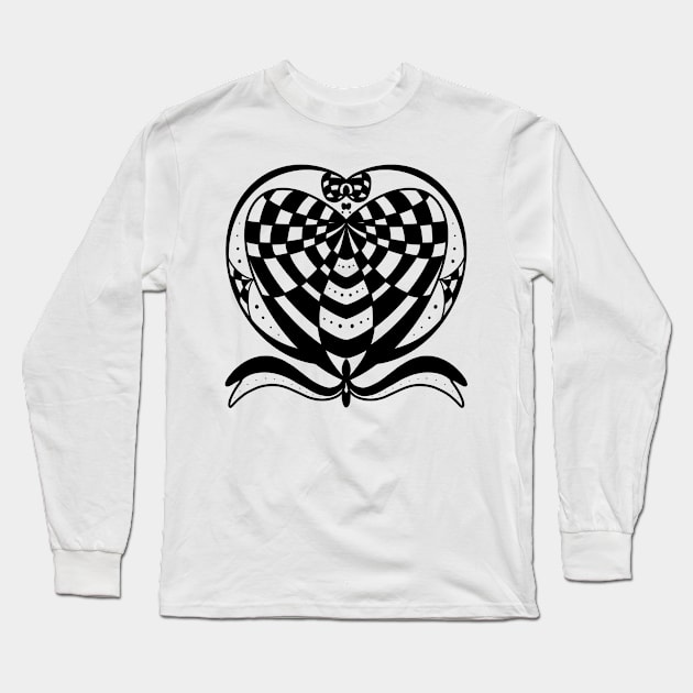 Dimensional heart Geometry made from black color isolated on white background Long Sleeve T-Shirt by Subspace Balloon